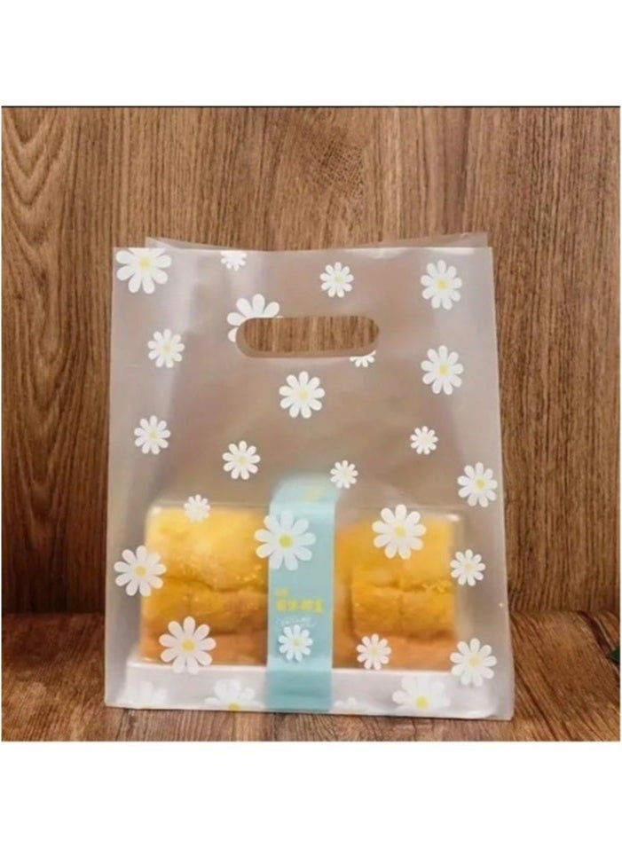 50 قطعة من الأكياس الشفافة القابلة لإعادة الاستخدام للهدايا والتوزيعات المزينة بالورود، أكياس الطعام، أكياس شفافة، أكياس الزهور، شفافة 25×18cm - Image 4