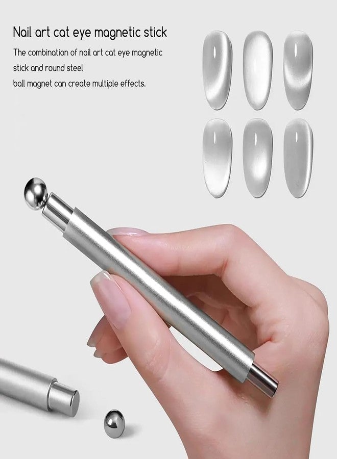 THR3E STROKES Essentials Cat Eye Magnetic for Nails Double-Head Nail Magnet Sturdy Cat Eye Magnet for Nails with Round Magnetic Bead Multifunctional Magnet for Cat Eye Gel Polish Home DIY (BALL MAGNET) (SILVER) - Image 5