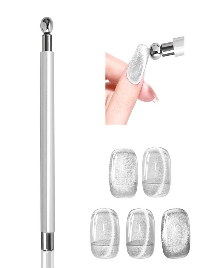 THR3E STROKES Essentials Cat Eye Magnetic for Nails Double-Head Nail Magnet Sturdy Cat Eye Magnet for Nails with Round Magnetic Bead Multifunctional Magnet for Cat Eye Gel Polish Home DIY (BALL MAGNET) (SILVER) - Image 1