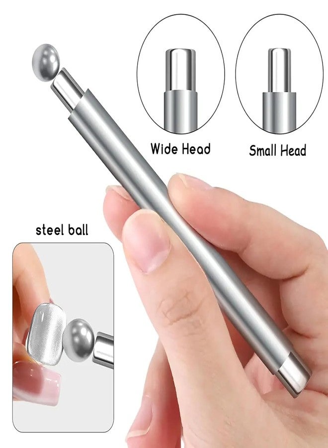 THR3E STROKES Essentials Cat Eye Magnetic for Nails Double-Head Nail Magnet Sturdy Cat Eye Magnet for Nails with Round Magnetic Bead Multifunctional Magnet for Cat Eye Gel Polish Home DIY (BALL MAGNET) (SILVER) - Image 3