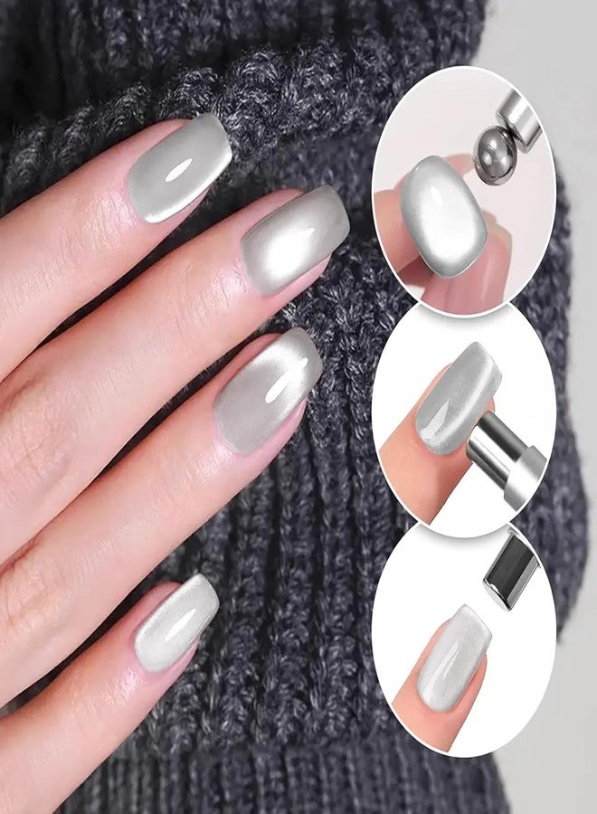 THR3E STROKES Essentials Cat Eye Magnetic for Nails Double-Head Nail Magnet Sturdy Cat Eye Magnet for Nails with Round Magnetic Bead Multifunctional Magnet for Cat Eye Gel Polish Home DIY (BALL MAGNET) (SILVER) - Image 4