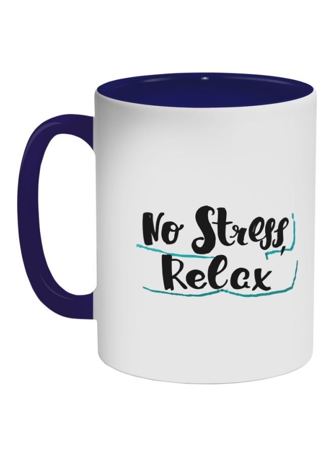 RYN No Stress Relax Printed Coffee Mug White/Black/Green 11ounce