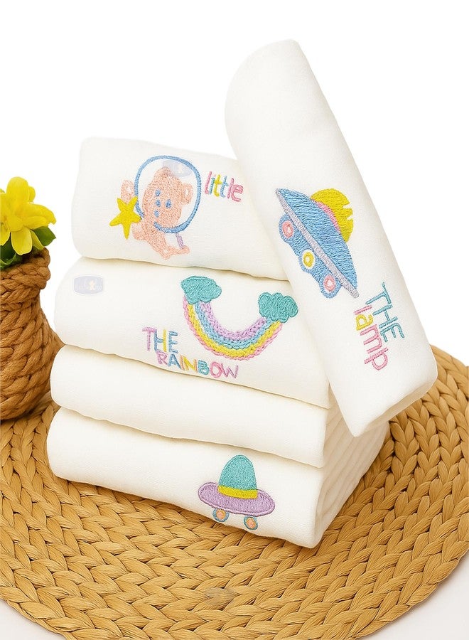 Koochie-Koo Muslin Cloth for New Born Baby 6 Layer 26 * 26Cm - 500 GSM (Pack of 5) Soft Cotton Face Towels Napkins & Burp Cloths Gentle Reusable Baby Wipes Multipurpose Hand & Face Cleaning Cloth - Image 1