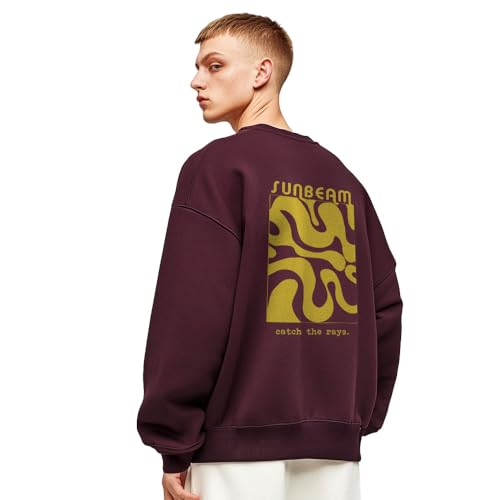 NOBERO Oversized Back Print Sweatshirt(1M-TWRS-C0937-MP7_Midnight Plum_3XL) - Image 1