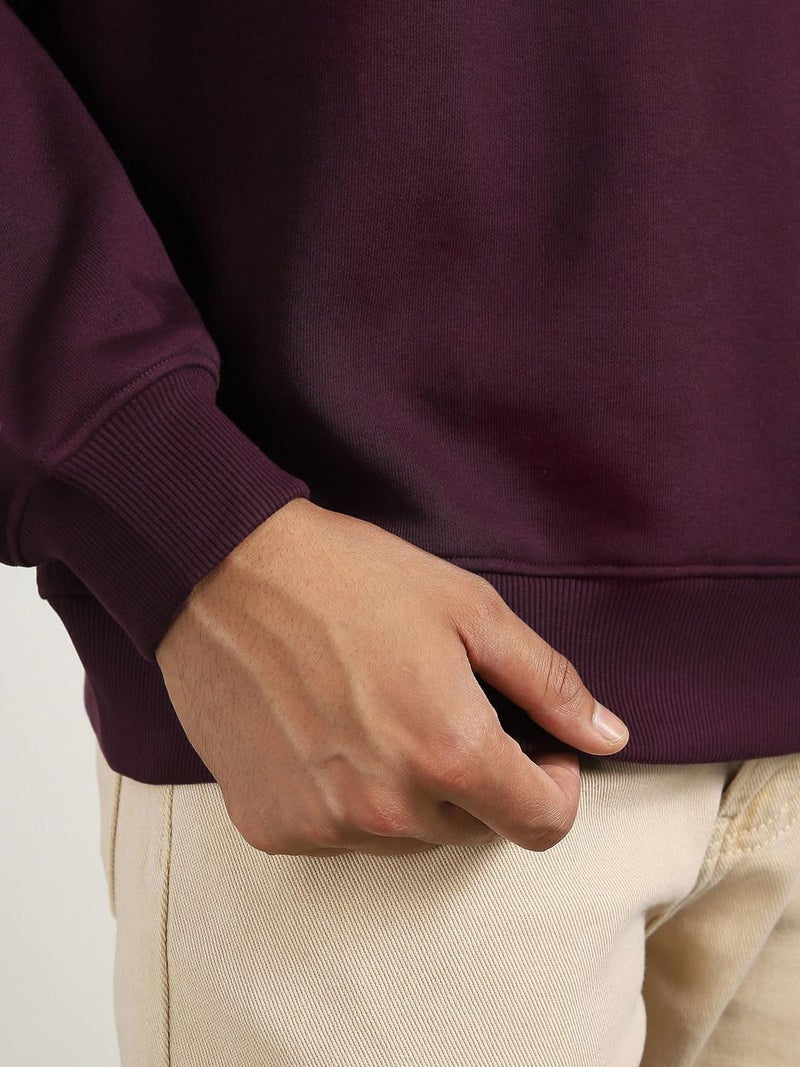 NOBERO Oversized Back Print Sweatshirt(1M-TWRS-C0937-MP7_Midnight Plum_3XL) - Image 5