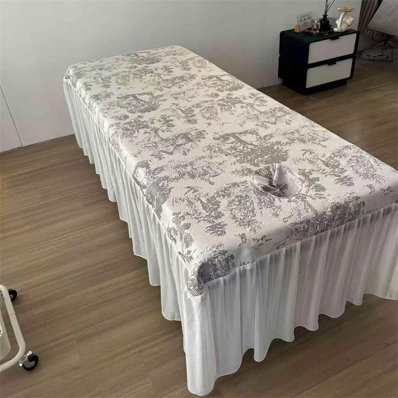 MWNAGO Massage Table Skirt with Hole, Beauty Massage Table Cover,Spa Thickened Massage Linens, Massage Fitted Sheet, Massage Face Rest Cover with Hole,Sutiable for 75"X31.5" (Gray) - Image 3
