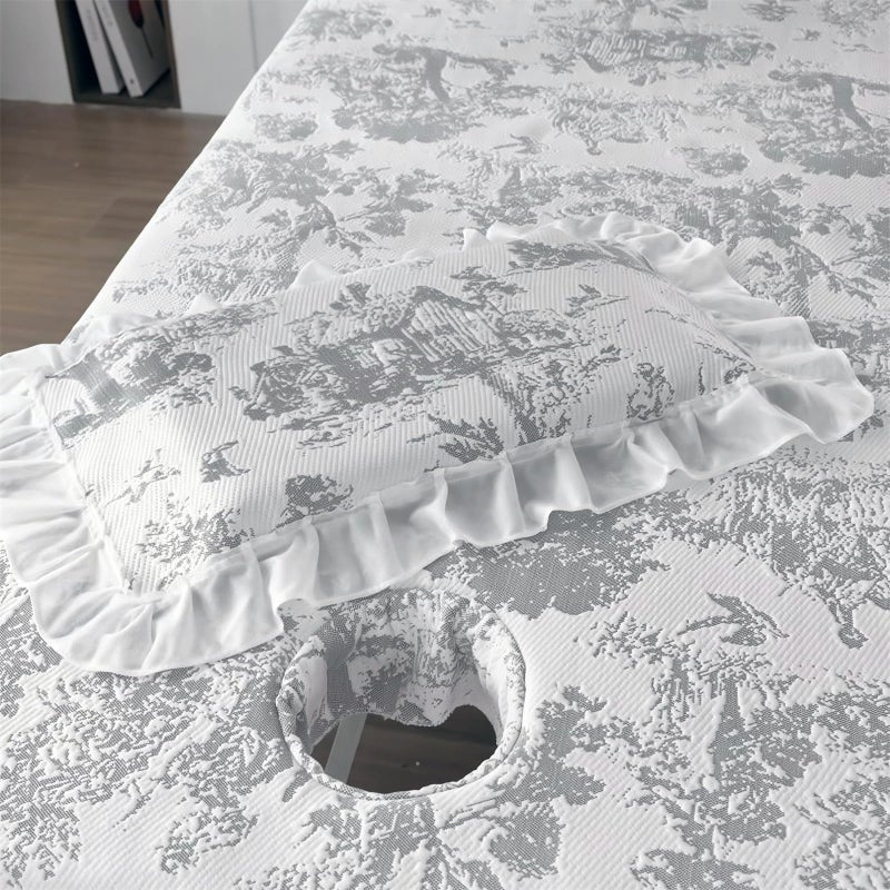 MWNAGO Massage Table Skirt with Hole, Beauty Massage Table Cover,Spa Thickened Massage Linens, Massage Fitted Sheet, Massage Face Rest Cover with Hole,Sutiable for 75"X31.5" (Gray) - Image 4