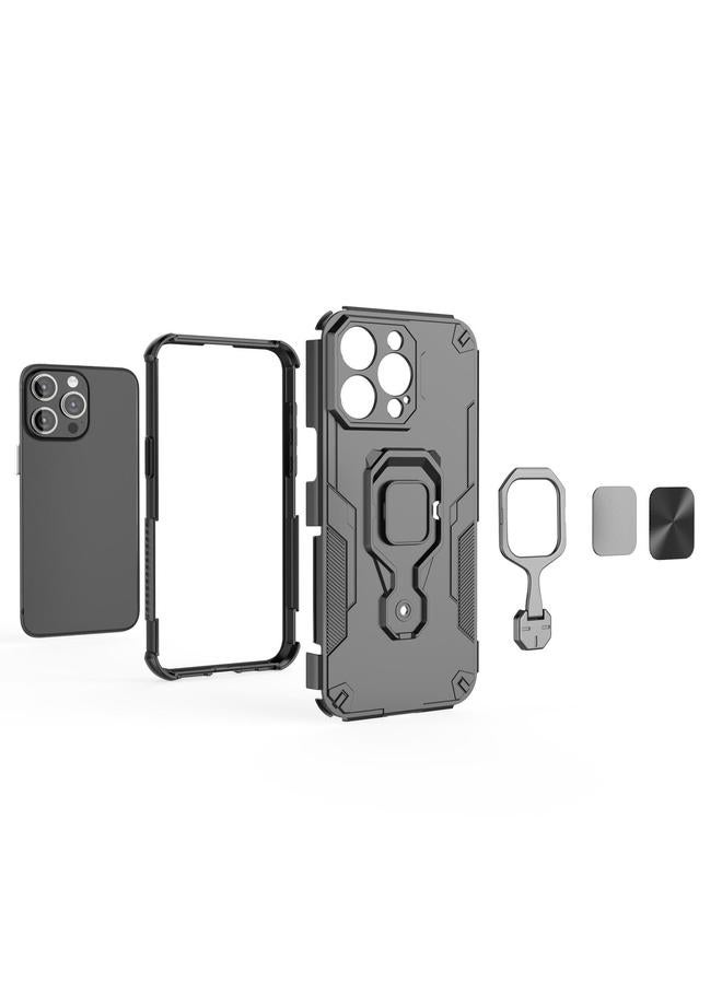 S-TOP Case For iPhone 15 Pro Max Metal Kickstand TPU Hybrid PC Phone Case - Image 5
