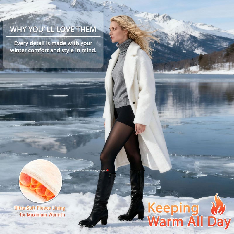 ARRUSA Plus Size Fleece Lined Warm Tights for Women - Winter Thermal Pantyhose Fake Translucent Leggings for Queen Size Lady - Image 5