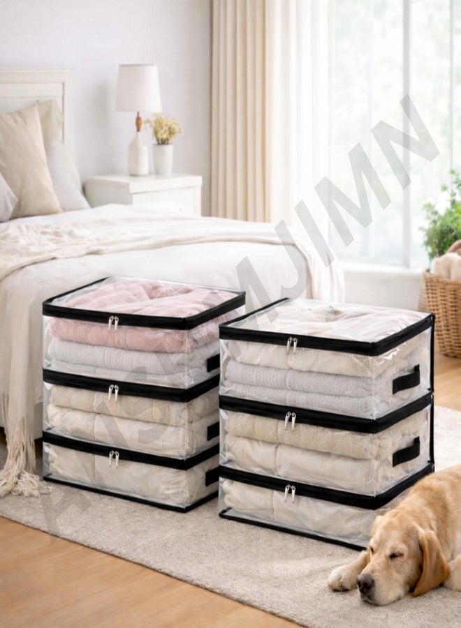 ANSHMJIMN Clear Storage Bags for Clothes – Transparent Blanket, Bedsheet & Bedding Organizer with Zipper & Handles (18L × 12W × 6H Inch) (Pack of 4) - Image 3