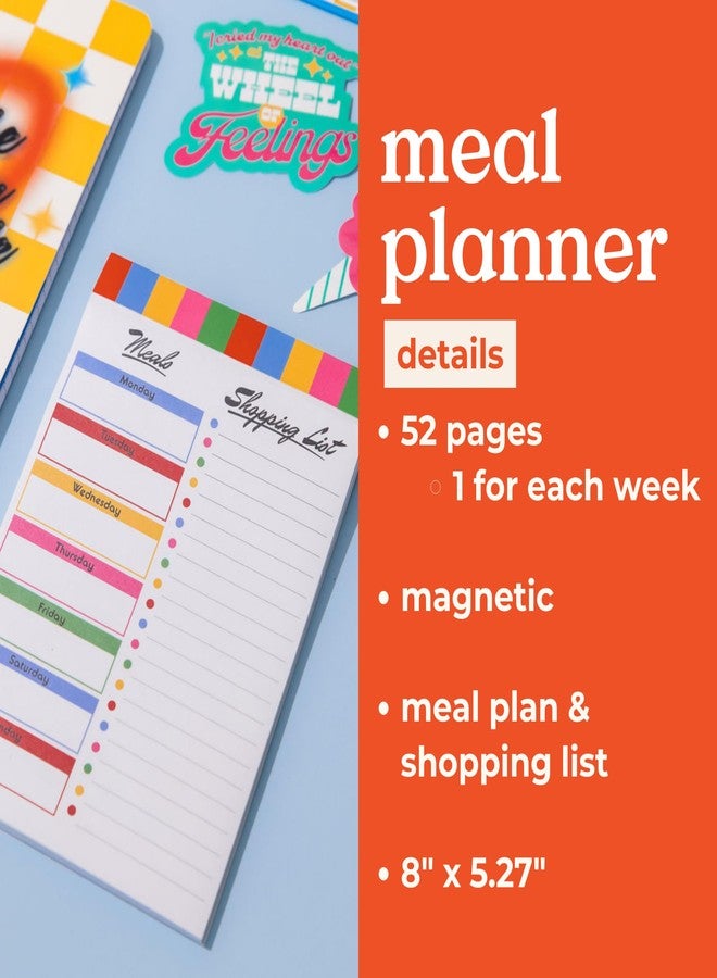 ban.do Weekly Meal Planner with Shopping List, 52 Page Wellness Food Journal, Magnetic Grocery List Notepad for Food Prep, Colorblock - Image 3