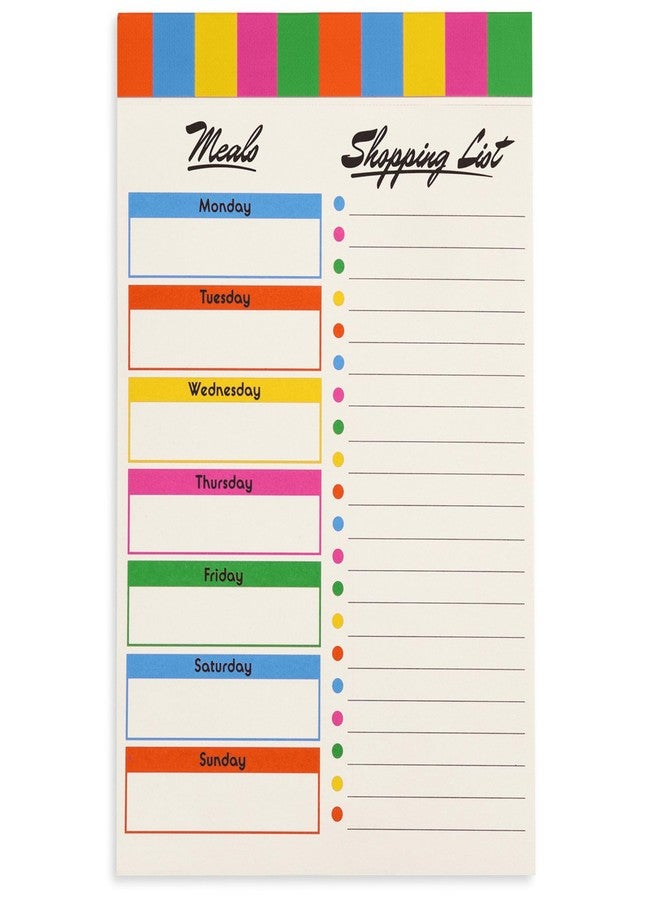 ban.do Weekly Meal Planner with Shopping List, 52 Page Wellness Food Journal, Magnetic Grocery List Notepad for Food Prep, Colorblock - Image 1