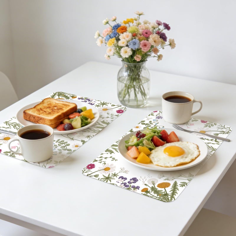 KOPOOEOE 6 Pcs Spring Vintage Flower Placemats, 11x16 Inch Floral Plastic Placemats Spring Summer Flower Table Mats for Wedding Birthday Home Party Table Settings Supplies - Image 5