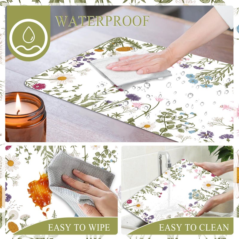 KOPOOEOE 6 Pcs Spring Vintage Flower Placemats, 11x16 Inch Floral Plastic Placemats Spring Summer Flower Table Mats for Wedding Birthday Home Party Table Settings Supplies - Image 3