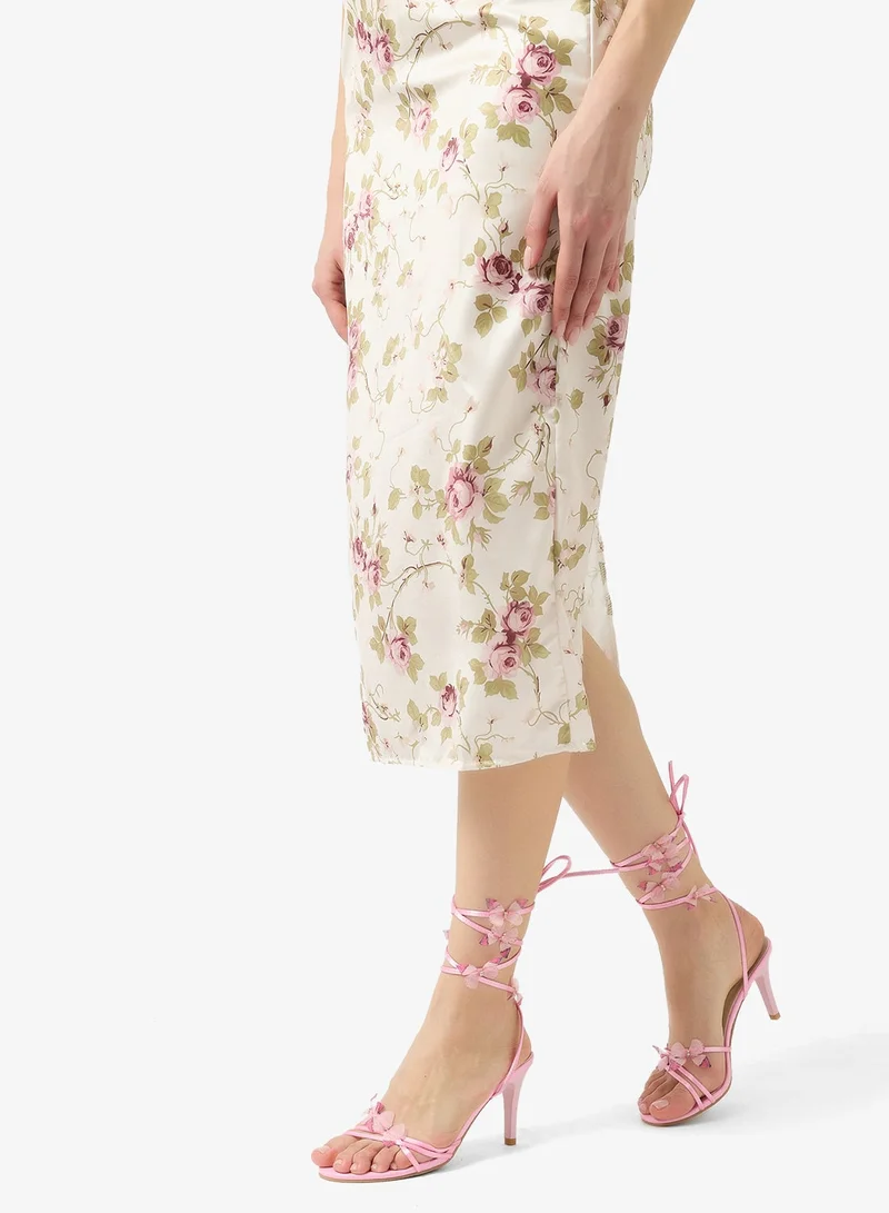 Ginger Pink Butterfly Detail Mid Heel Statement Sandals for Women | Best Price UAE