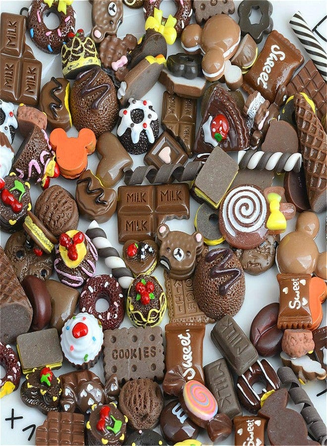 Zhiheng Random 30 Pack Cute Candy Plastic Beads Fruit Dessert Ice Cream Resin Charms Slices Flatback Buttons for Handcraft Accessories Scrapbooking Phone Case Decor (Chocolate) - Image 2