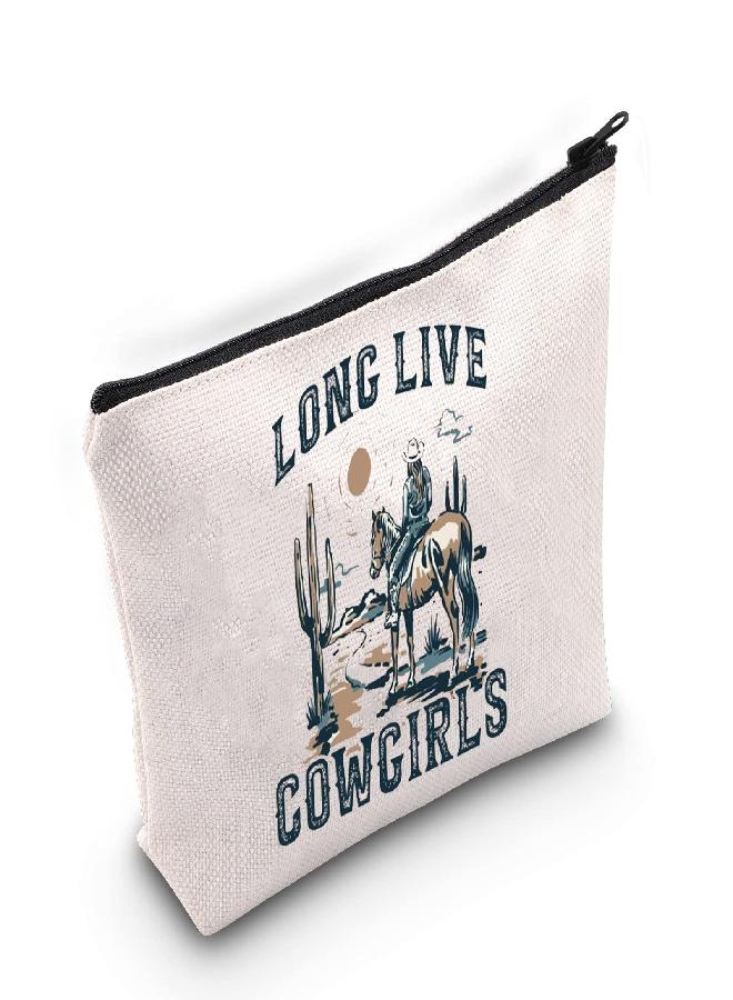 BLUPARK BLUPARK Western Country Southern Cowgirls Gift Western Women Long Live Cowgirls Cosmetic Bag Western Bags Western Rodeo Zipper Pouch (Long Live Cowgirl) - Image 2