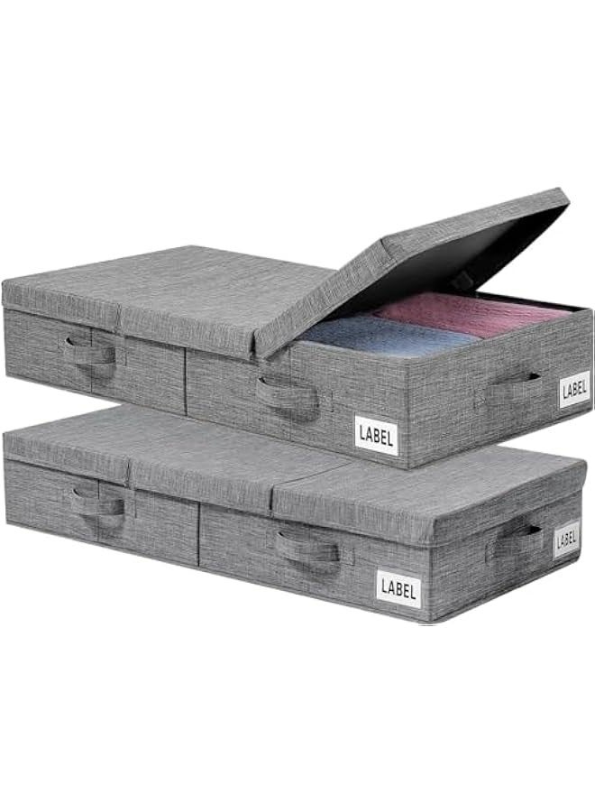 TRASSLE Underbed Storage Containers Bin with Lids (Set of 2) Large Under Bed Storage Organizer with Handle, Foldable Under the Storage Bags for Organizing Clothes, Shoes, Blankets, Pillows  - Image 1