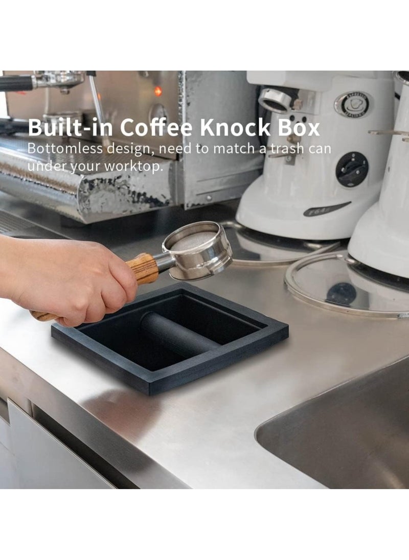 Extra Large Knock Box Chute Open Bottom Design with Stainless Steel Inner for Espresso Ground Coffee Waste Disposal