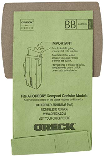Oreck Oreck Vacuum Cleaner Bags for Buster B Canister Vacs Pack of 8 Green Type BB Part  AK1BB8A Oreck Vacuum Bags Refill 