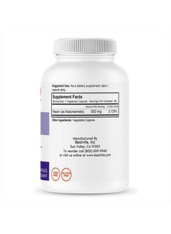 BESTVITE Niacinamide 500mg (240 Vegetarian Capsules) - No Stearates - Vegan - Gluten Free - Non GMO  - Image 2