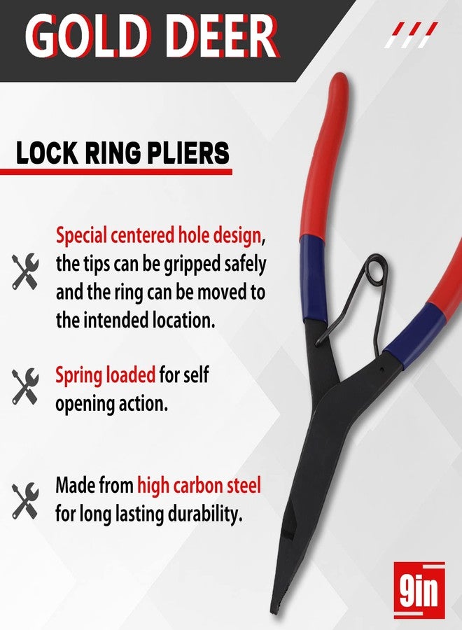 GOLD DEER Angle Tip Lock & Retaining Ring Pliers - Spring Loaded, 9" Special Circlip Horseshoe Washer Pliers - Image 2