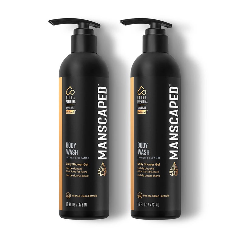 manscaped MANSCAPED® Men’s UltraPremium Refined® Body Wash, Luxurious Clean Formula Infused with Aloe Vera and Sea Salt, Refreshing and Nourishing Daily Shower Gel for Hydrating Skin, (16 oz), 2 Pack - Image 1