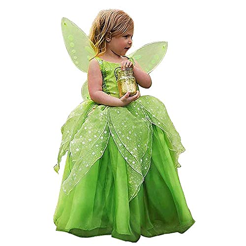 TYHTYM Green Tinkerbell Fairy Costumes Little Girls Dress Up Birthday Halloween Christmas With Wings - Image 2