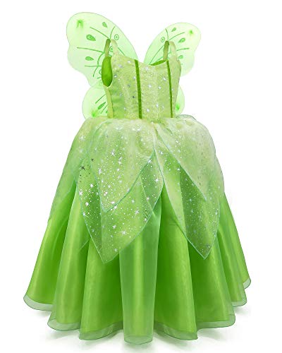 TYHTYM Green Tinkerbell Fairy Costumes Little Girls Dress Up Birthday Halloween Christmas With Wings - Image 4