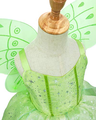 TYHTYM Green Tinkerbell Fairy Costumes Little Girls Dress Up Birthday Halloween Christmas With Wings - Image 5