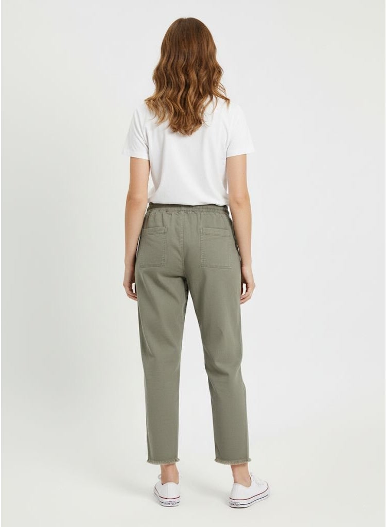 Zara Women's Soft Cotton Denim Jogger Trousers | Relaxed Fit Pull-On Jeans with Drawstring Waist and Frayed Hem - Image 2