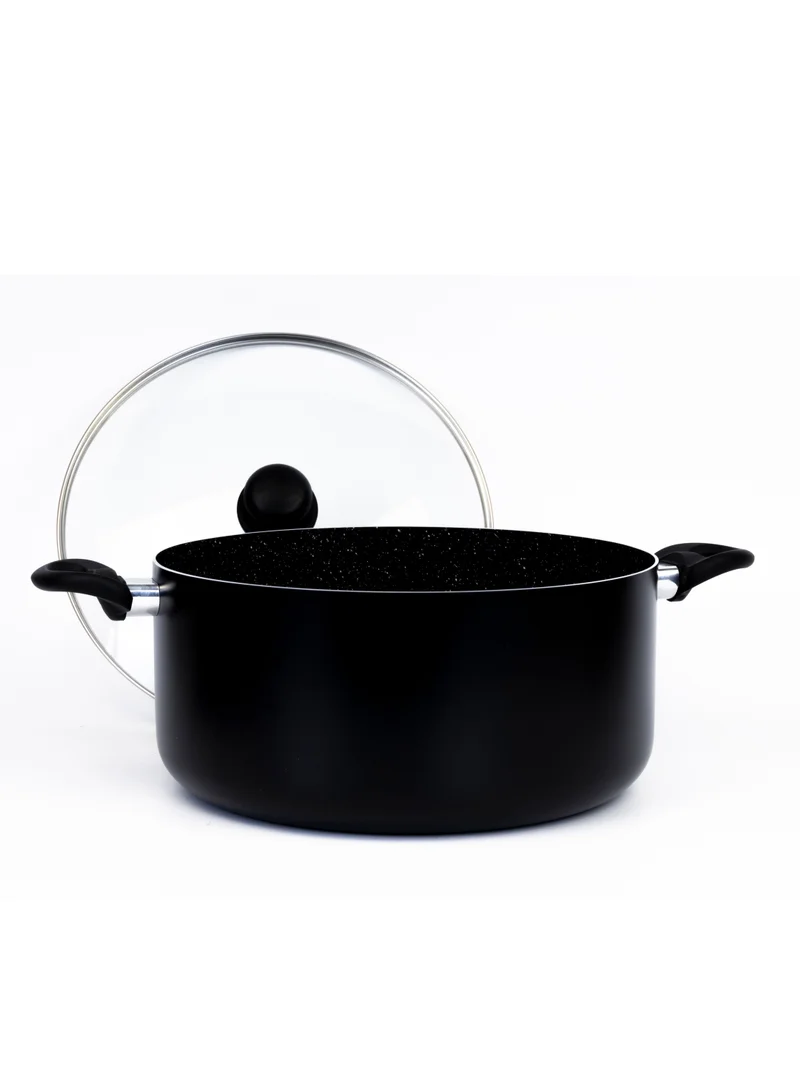 Wilson Casserole With Glass Lid – Durable Marble Coating, Aluminium Construction, Nonstick Dish for Gas, Induction & Ceramic Hobs – Induction Bottom – 30 x 14 cm