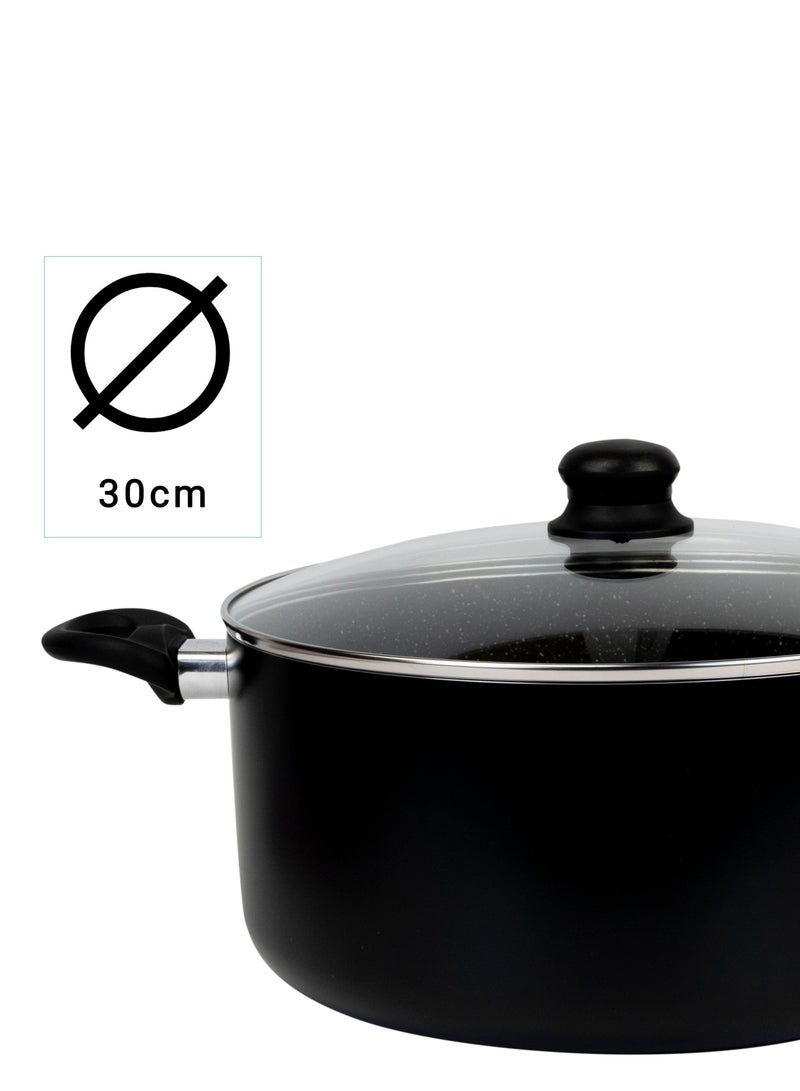 Wilson Casserole With Glass Lid – Durable Marble Coating, Aluminium Construction, Nonstick Dish for Gas, Induction & Ceramic Hobs – Induction Bottom – 30 x 14 cm - Image 4