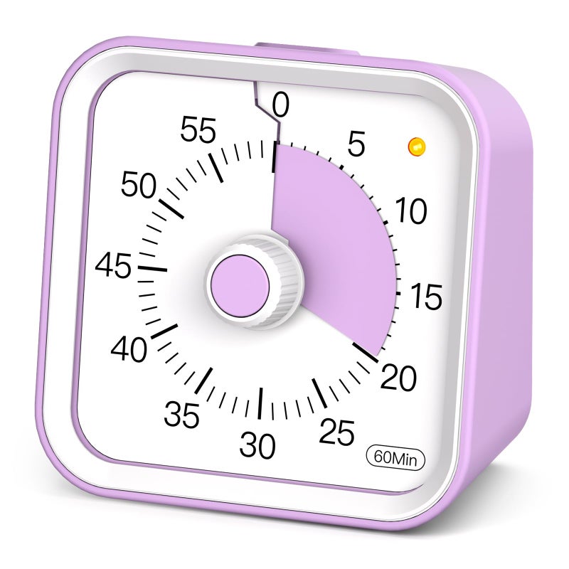 InfPokid Visual Timer for Kids with Pause Function, 60 Minute Countdown Timer for Kids Desk Study, Teaching, Kitchen Cooking, Office Meetings, Time Management for ADHD (Purple) - Image 1