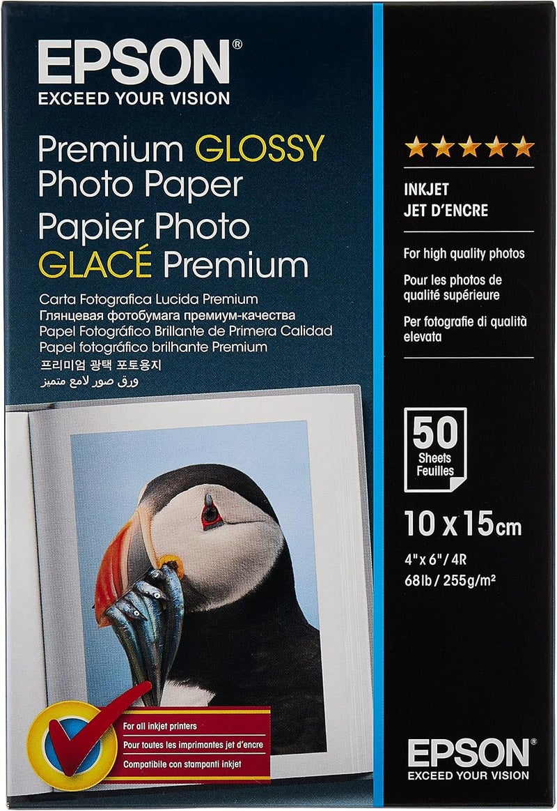 EPSON Premium Glossy Photo Paper - 10x15cm - 50 Sheets - Image 1