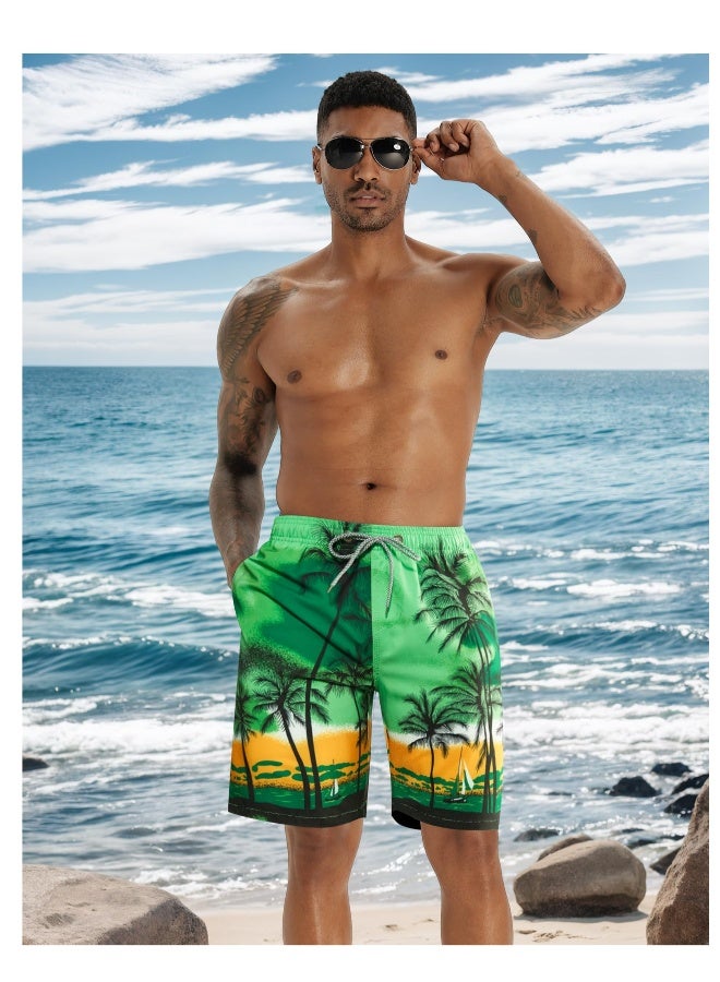 Men's Swim Trunks 9" Quick Dry Swimsuits Beach Bathing Suits Swim Board Shorts Mesh Liner L  - Image 2