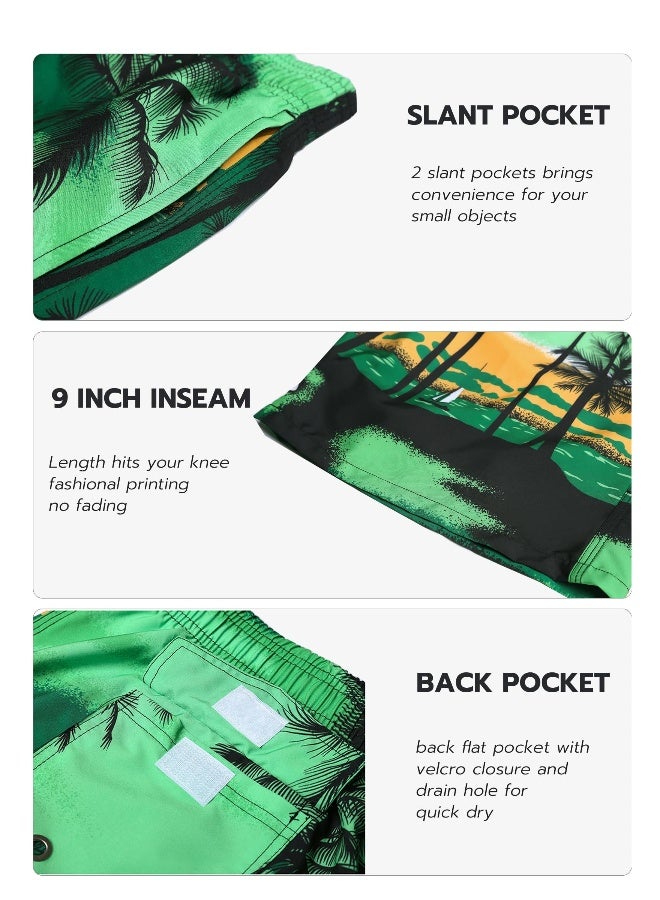 Men's Swim Trunks 9" Quick Dry Swimsuits Beach Bathing Suits Swim Board Shorts Mesh Liner L  - Image 4