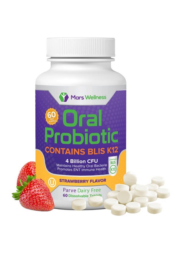 MARS WELLNESS Oral Probiotic Supplement with BLIS K12 4 Billion CFU - Now Dairy Free 60 Day Supply Bottle for Bad Breath, Strep, Cavities, Gum Oral and Dental Health - Sugar Free - USA Made - 60 Count - Image 1