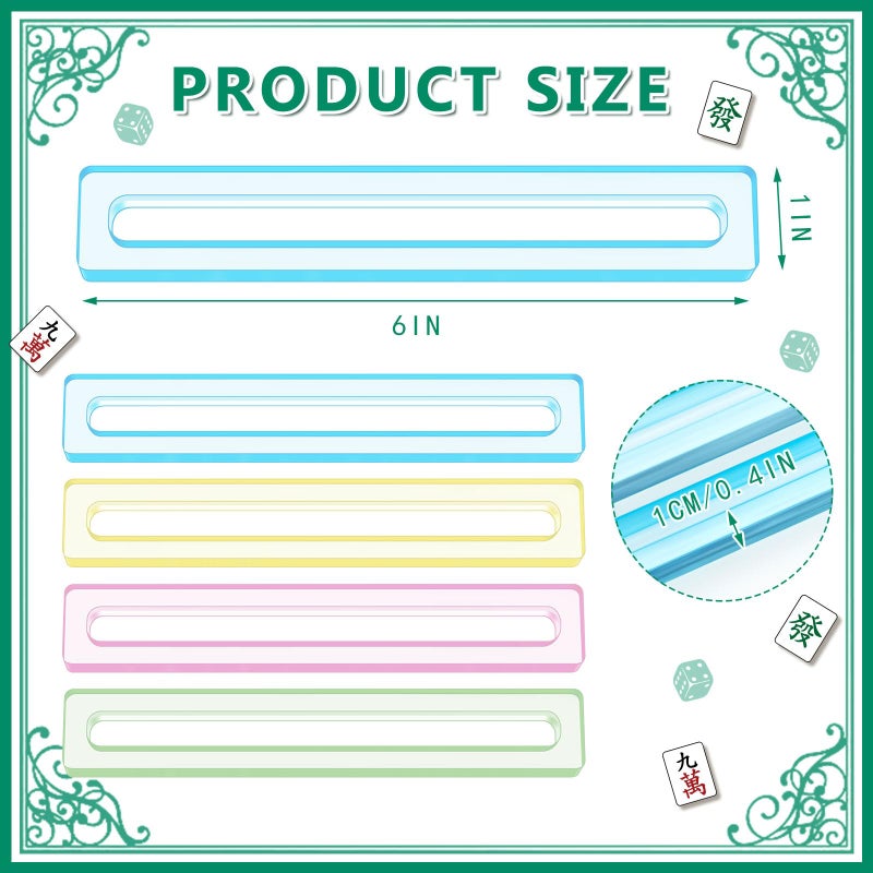 Soulchen 4 Pcs Mahjong Line Finder, Bright Acrylic Mahjong Line Reader for Beginners, Thickened Rules Reader for Strategy, Parties, Competitions, Gift for Players, Multicolor - Image 2