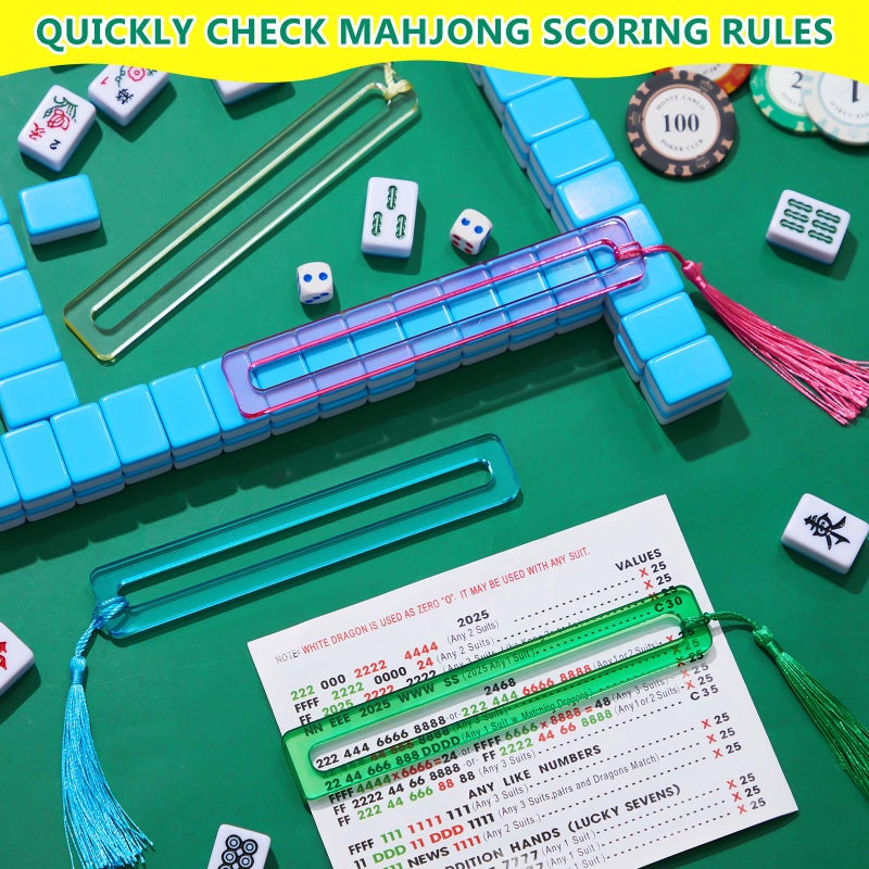 Soulchen 4 Pcs Mahjong Line Finder, Bright Acrylic Mahjong Line Reader for Beginners, Thickened Rules Reader for Strategy, Parties, Competitions, Gift for Players, Multicolor - Image 5
