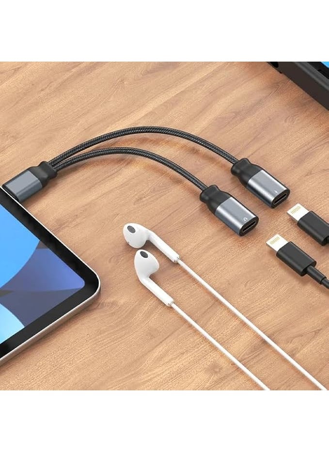 Generic - Lightning to Dual Lightning Adapter [Apple MFI Certified] 2 in 1 OTG Audio & Charging – 10cm, Black - Image 1