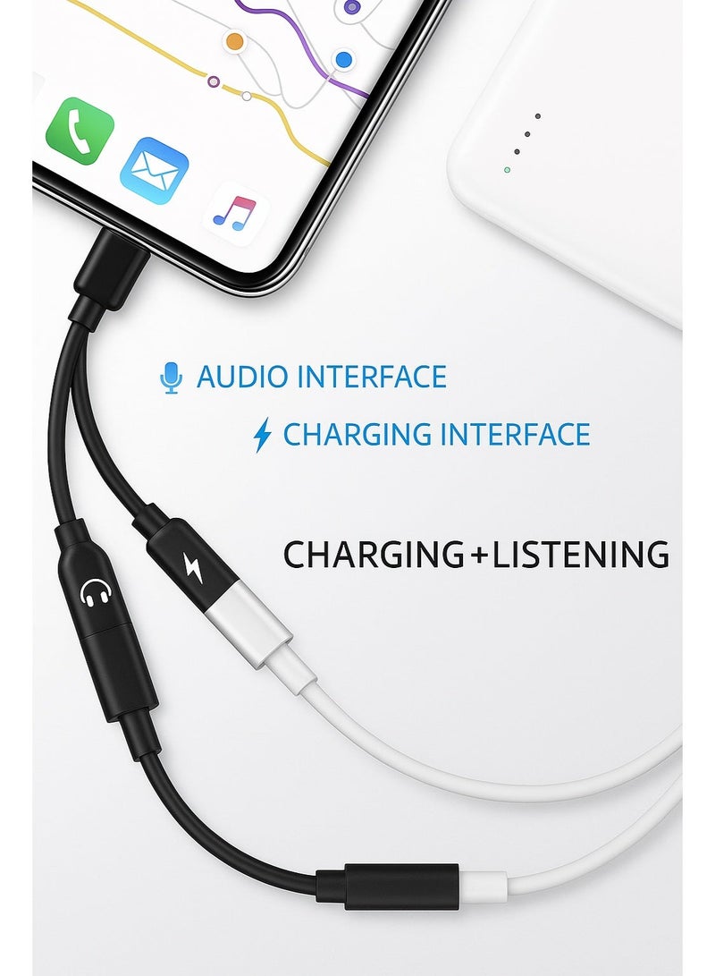 micro speed Lightning to Dual Lightning Adapter [Apple MFI Certified] 2 in 1 OTG Audio & Charging – 10cm, Black - Image 4