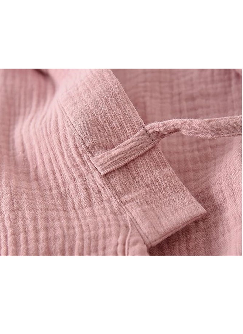SYOSI - Womens Cotton Gauze Robe Soft Lightweight Kimono Maternity Bathrobe Loungewear Lounging Relaxed Bathrobe for Home Spa Pink - Image 1