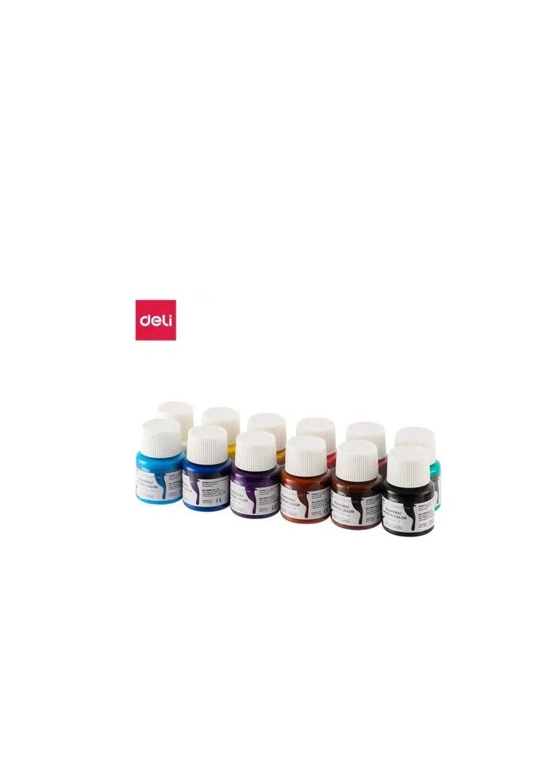 Deli 12 Piece Gouache Colors 25ml Per Bottle Multicolor - Image 2