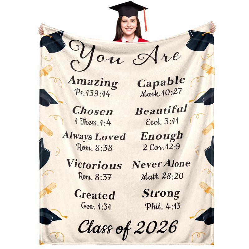 2026 Graduation Gifts for Her Him 2026 Graduation Throw Blankets Class of 2026 Gifts Bulk Senior Year 2026 Graduattion Decor Best Gift for High School Senior Night Soft Flannel Blanket 5060