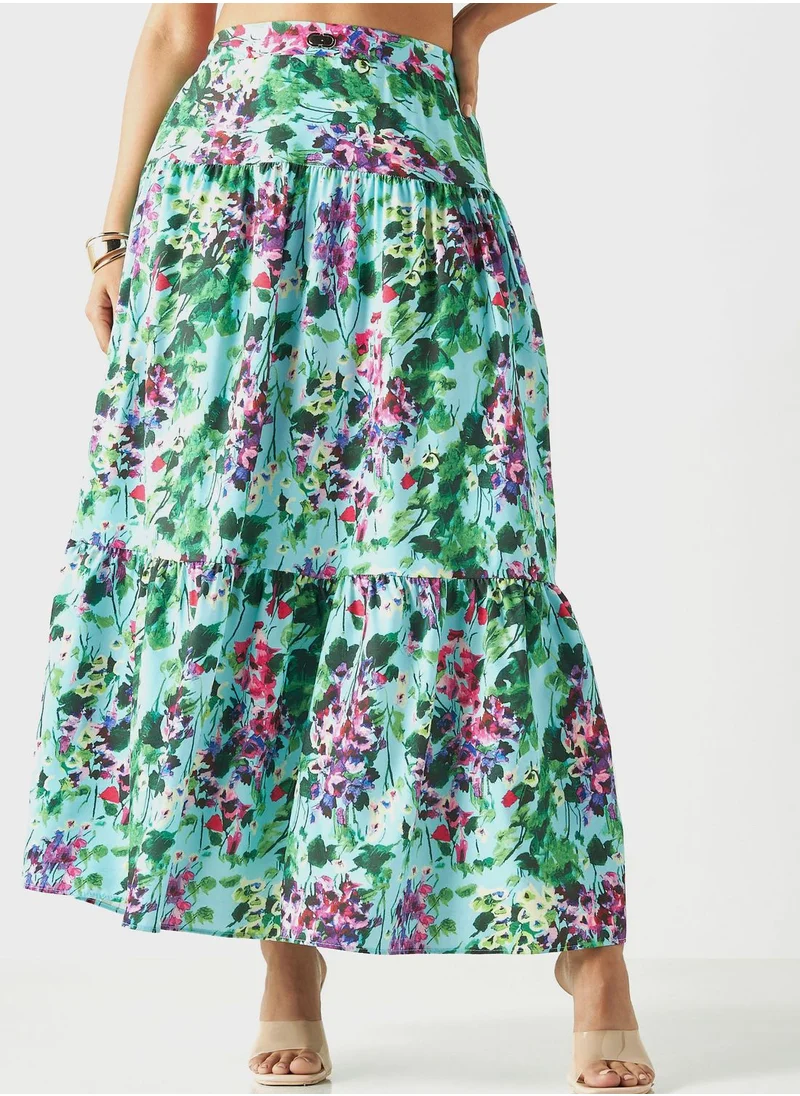 2Xtremz Tiered Floral Print Skirt