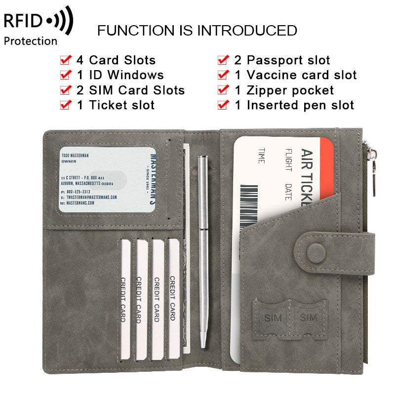 حامل جواز سفر بتقنية RFID مع سحاب، منظم وثائق السفر - Image 2