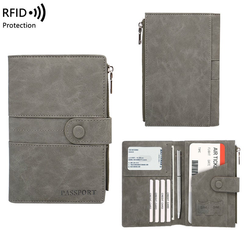 حامل جواز سفر بتقنية RFID مع سحاب، منظم وثائق السفر - Image 1