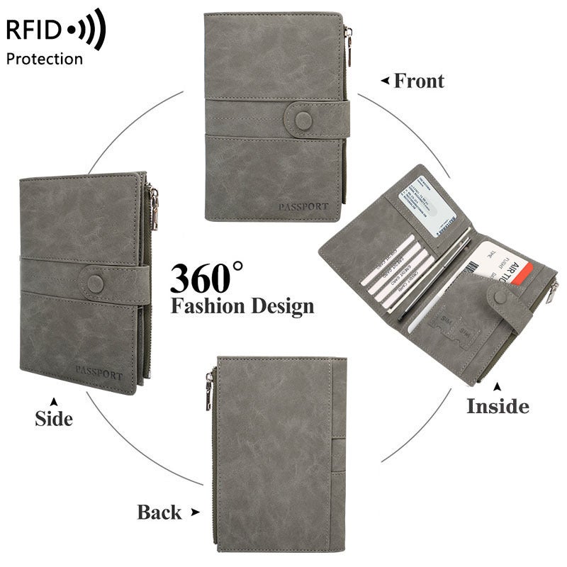 حامل جواز سفر بتقنية RFID مع سحاب، منظم وثائق السفر - Image 3
