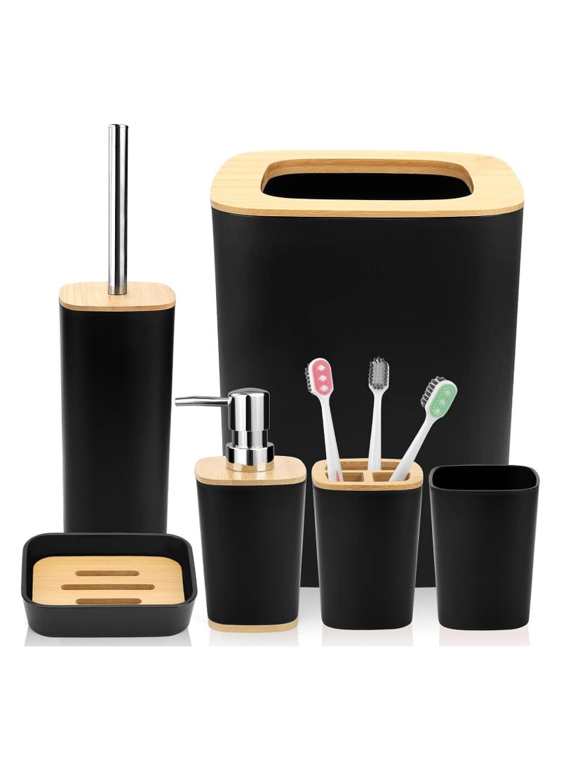 Generic Bamboo Bathroom Accessories set, 6 Pieces Bathroom Accessory Set  - Image 1
